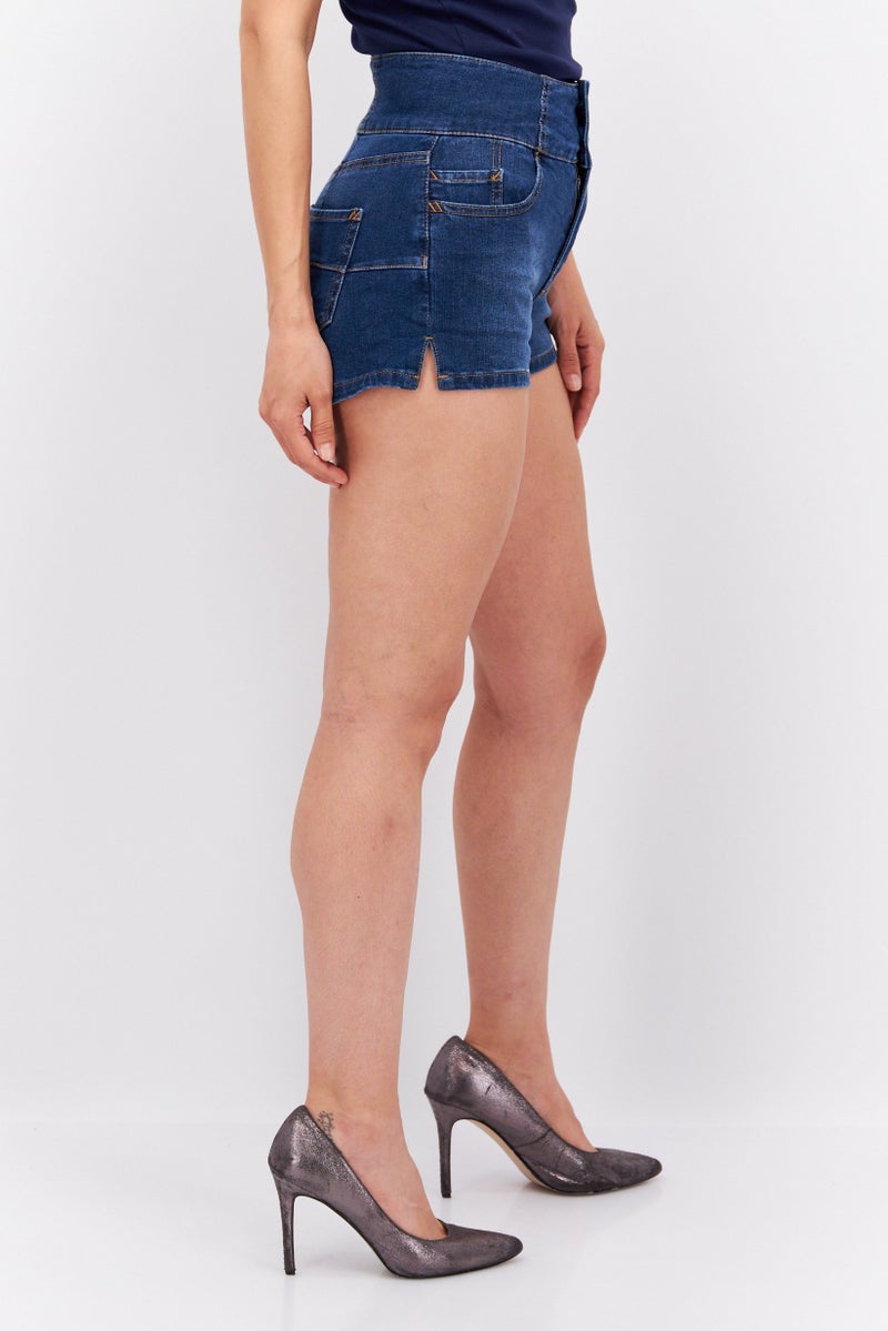 ESPRIT Women Solid Denim Shorts, Blue - Image 2